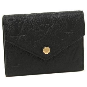 Louis Vuitton Folding Wallet Black Leather Noir